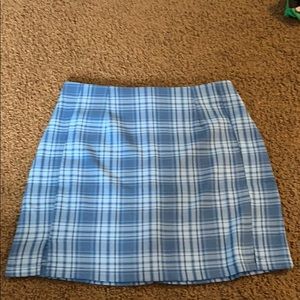 Dark blue plaid skirt